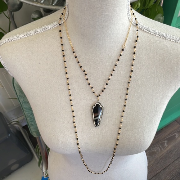 Black crystal and glass rhinestone statement set - Picture 3 of 6